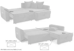 Jockenhöfer Gruppe Ecksofa »Boomer L-Form, B: 236 cm« mit Schlaffunktion, Bettkasten & Zierkissen, 2 separate Liegeflächen