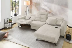 Jockenhöfer Gruppe Ecksofa »Chillout L-Form, B: 288 cm, elektr. Relaxfunktion im Sitz und Ottomane« 140kg Belastbarkeit je Sitz, Kopfteilverstellung & Zierkissen