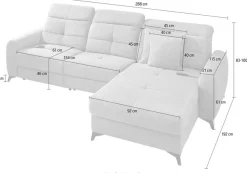 Jockenhöfer Gruppe Ecksofa »Chillout L-Form, B: 288 cm, elektr. Relaxfunktion im Sitz und Ottomane« 140kg Belastbarkeit je Sitz, Kopfteilverstellung & Zierkissen