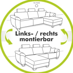 Jockenhöfer Gruppe Ecksofa »Chillout L-Form, B: 288 cm, elektr. Relaxfunktion im Sitz und Ottomane« 140kg Belastbarkeit je Sitz, Kopfteilverstellung & Zierkissen