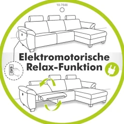 Jockenhöfer Gruppe Ecksofa »Chillout L-Form, B: 288 cm, elektr. Relaxfunktion im Sitz und Ottomane« 140kg Belastbarkeit je Sitz, Kopfteilverstellung & Zierkissen