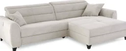 Jockenhöfer Gruppe Ecksofa »Double One L-Form, B: 288 cm, 2x120 cm breite, elektr. Relaxfunktionen« Kopfteilverstellung, USB-Anschluss & Zierkissen