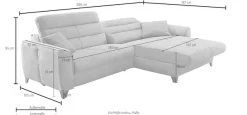 Jockenhöfer Gruppe Ecksofa »Double One L-Form, B: 288 cm, 2x120 cm breite, elektr. Relaxfunktionen« Kopfteilverstellung, USB-Anschluss & Zierkissen