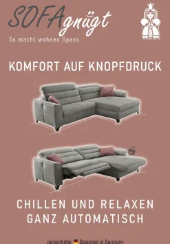 Jockenhöfer Gruppe Ecksofa »Double One L-Form, B: 288 cm, 2x120 cm breite, elektr. Relaxfunktionen« Kopfteilverstellung, USB-Anschluss & Zierkissen