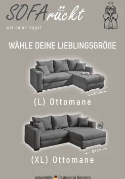 Jockenhöfer Gruppe Ecksofa »Elmau, Größe Ottomane: L,B:235cm« mit Schlaffunktion, Bettkasten & 2 Zierkissen