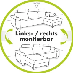 Jockenhöfer Gruppe Ecksofa »Fantasy L-Form, B: 247 cm, Dreh-Schwenk-Ottomane« mit Schlaffunktion, Bettkasten & Zierkissen, wandelbar zum Big-Sofa