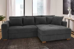 Jockenhöfer Gruppe Ecksofa »Kampen L-Form, B: 288 cm, Liegefl. 153x245 cm« mit Schlaffunktion, Bettkasten & Zierkissen, Federkern