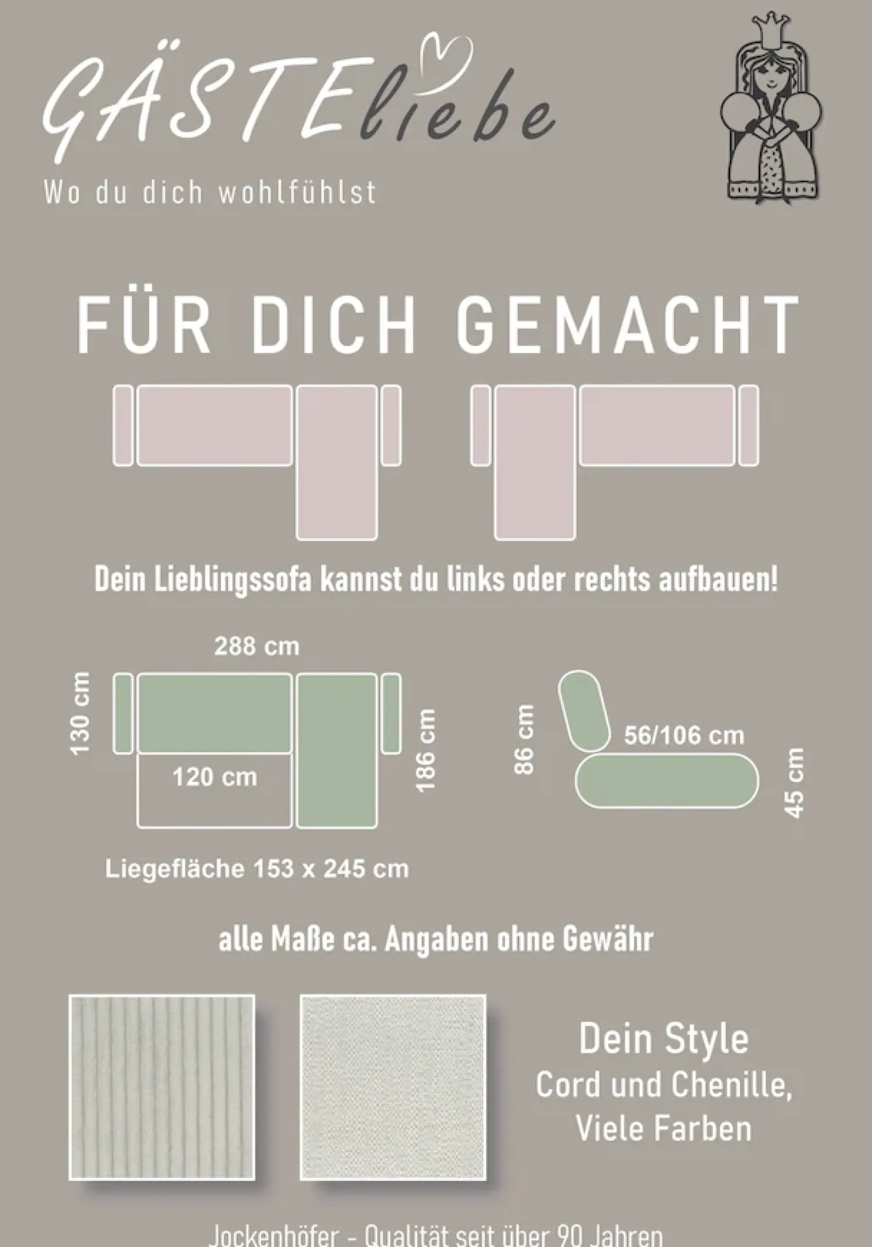 Jockenhöfer Gruppe Ecksofa »Kampen L-Form, B: 288 cm, Liegefl. 153x245 cm« mit Schlaffunktion, Bettkasten & Zierkissen, Federkern
