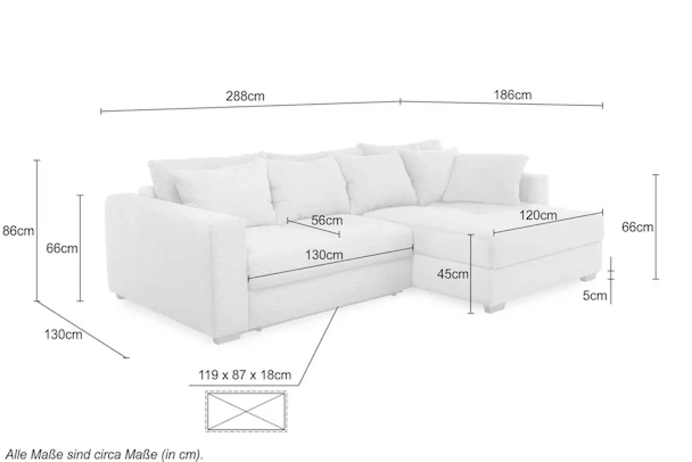 Jockenhöfer Gruppe Ecksofa »Kampen L-Form, B: 288 cm, Liegefl. 153x245 cm« mit Schlaffunktion, Bettkasten & Zierkissen, Federkern