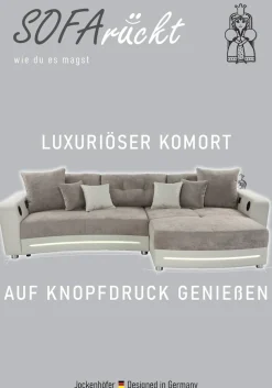 Jockenhöfer Gruppe Ecksofa »Laredo L-Form, B: 322 cm, Heimkino für die ganze Familie« mit RGB-LED-Beleuchtung, Soundsystem & Zierkissen
