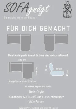 Jockenhöfer Gruppe Ecksofa »Laredo L-Form, B: 322 cm, Heimkino für die ganze Familie« mit RGB-LED-Beleuchtung, Soundsystem & Zierkissen