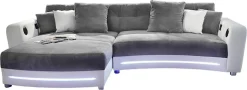 Jockenhöfer Gruppe Ecksofa »Laredo L-Form, B: 322 cm, Heimkino für die ganze Familie« mit RGB-LED-Beleuchtung, Soundsystem & Zierkissen