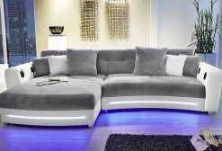 Jockenhöfer Gruppe Ecksofa »Laredo L-Form, B: 322 cm, Heimkino für die ganze Familie« mit RGB-LED-Beleuchtung, Soundsystem & Zierkissen