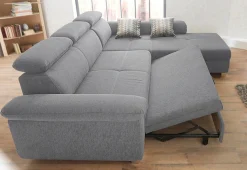 Jockenhöfer Gruppe Ecksofa »Landshut L-Form, B: 295 cm« mit Schlaffunktion, Kopfteilverstellung & 2 Zierkissen