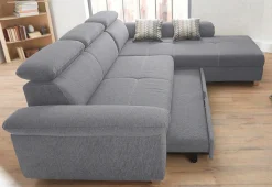 Jockenhöfer Gruppe Ecksofa »Landshut L-Form, B: 295 cm« mit Schlaffunktion, Kopfteilverstellung & 2 Zierkissen