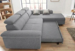 Jockenhöfer Gruppe Ecksofa »Landshut L-Form, B: 295 cm« mit Schlaffunktion, Kopfteilverstellung & 2 Zierkissen