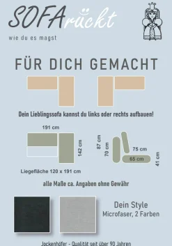 Jockenhöfer Gruppe Ecksofa »L-Form, B: 191 cm,« Platzsparendes Schlafsofa & Eckcouch mit Bettkasten & Schlaffunktion