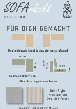 Jockenhöfer Gruppe Ecksofa »L-Form, B: 191 cm,« Platzsparendes Schlafsofa & Eckcouch mit Bettkasten & Schlaffunktion