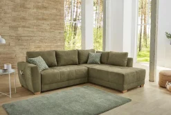 Jockenhöfer Gruppe Ecksofa »Luzern L-Form, B: 254 cm« mit Schlaffunktion, Bettkasten, seitl. Tasche & Zierkissen
