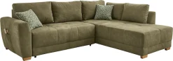 Jockenhöfer Gruppe Ecksofa »Luzern L-Form, B: 254 cm« mit Schlaffunktion, Bettkasten, seitl. Tasche & Zierkissen