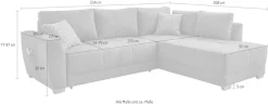 Jockenhöfer Gruppe Ecksofa »Luzern L-Form, B: 254 cm« mit Schlaffunktion, Bettkasten, seitl. Tasche & Zierkissen