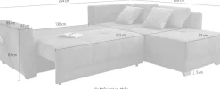 Jockenhöfer Gruppe Ecksofa »Luzern L-Form, B: 254 cm« mit Schlaffunktion, Bettkasten, seitl. Tasche & Zierkissen