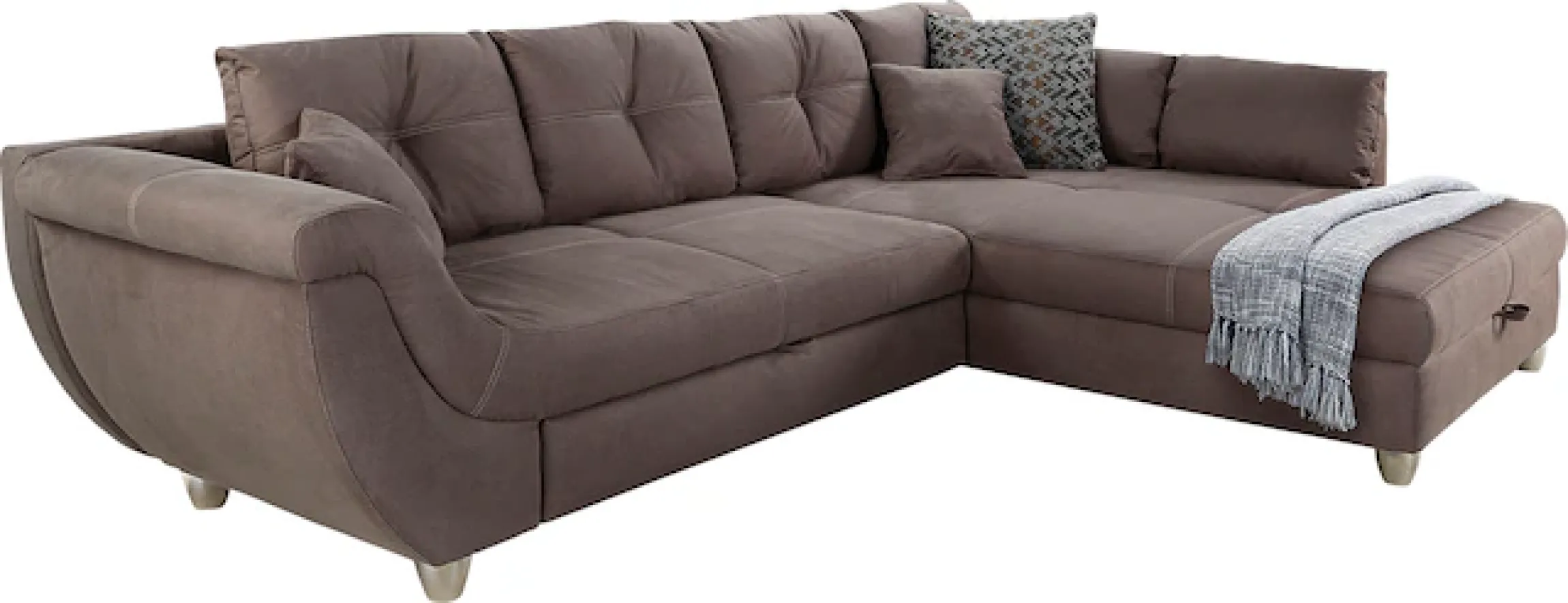 Jockenhöfer Gruppe Ecksofa »Maranello L-Form, B: 330 cm« mit Schlaffunktion, Bettkasten & Zierkissen