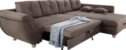 Jockenhöfer Gruppe Ecksofa »Maranello L-Form, B: 330 cm« mit Schlaffunktion, Bettkasten & Zierkissen