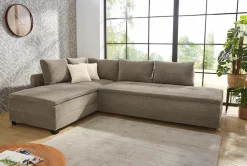 Jockenhöfer Gruppe Ecksofa »Madrid L-Form, B: 306 cm, Liegefl. 180x200 cm, Dauerschläfer« mit Bettfuntkion, Bettkasten, Topper & Regal, Boxspringbettaufbau