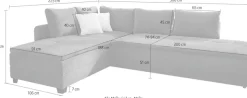 Jockenhöfer Gruppe Ecksofa »Madrid L-Form, B: 306 cm, Liegefl. 180x200 cm, Dauerschläfer« mit Bettfuntkion, Bettkasten, Topper & Regal, Boxspringbettaufbau