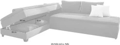 Jockenhöfer Gruppe Ecksofa »Madrid L-Form, B: 306 cm, Liegefl. 180x200 cm, Dauerschläfer« mit Bettfuntkion, Bettkasten, Topper & Regal, Boxspringbettaufbau