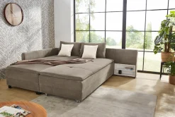 Jockenhöfer Gruppe Ecksofa »Madrid L-Form, B: 306 cm, Liegefl. 180x200 cm, Dauerschläfer« mit Bettfuntkion, Bettkasten, Topper & Regal, Boxspringbettaufbau