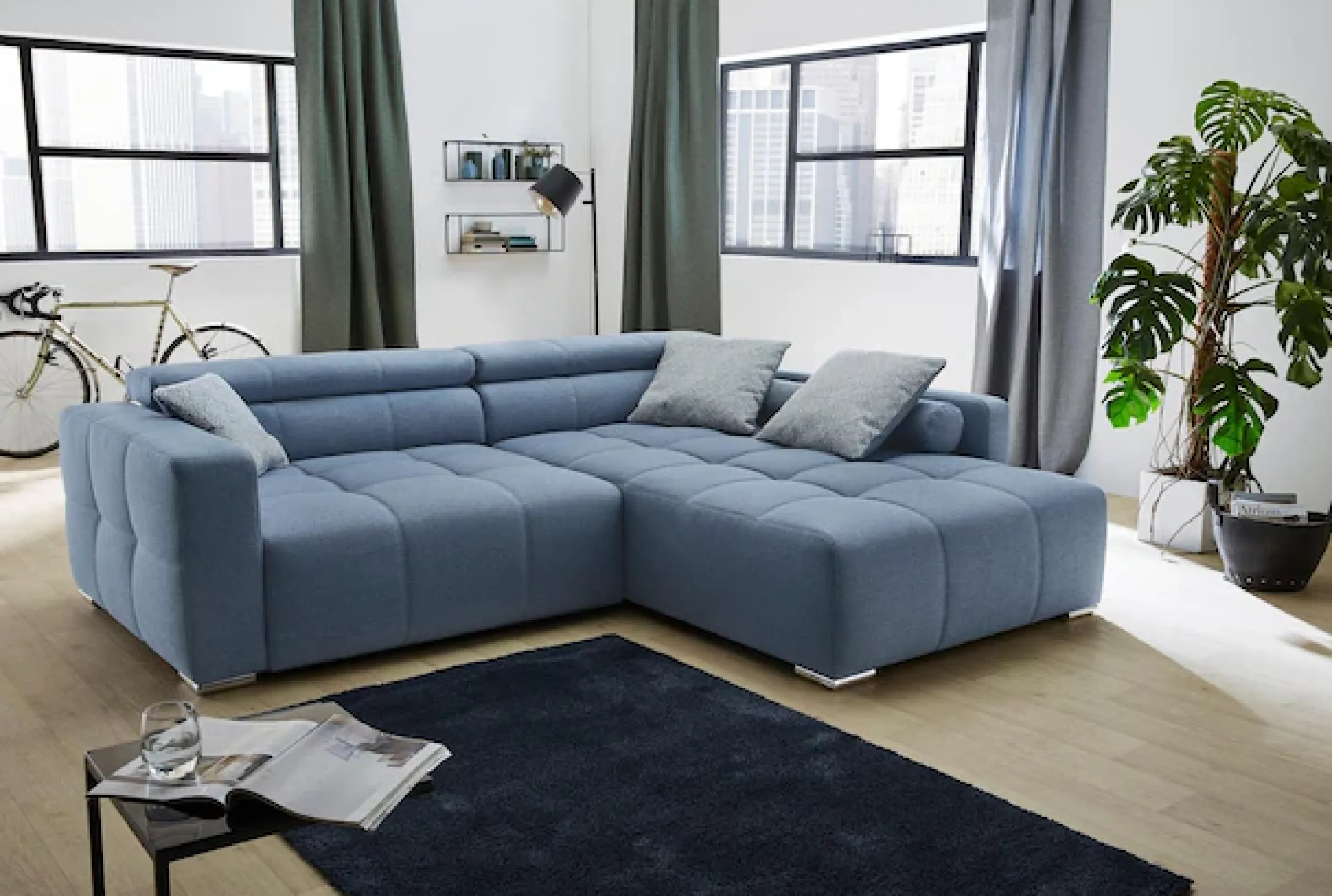 Jockenhöfer Gruppe Ecksofa »Salerno L-Form, B: 280 cm« im Big-Sofa-Style, mit Kopfteilverstellung & Zierkissen