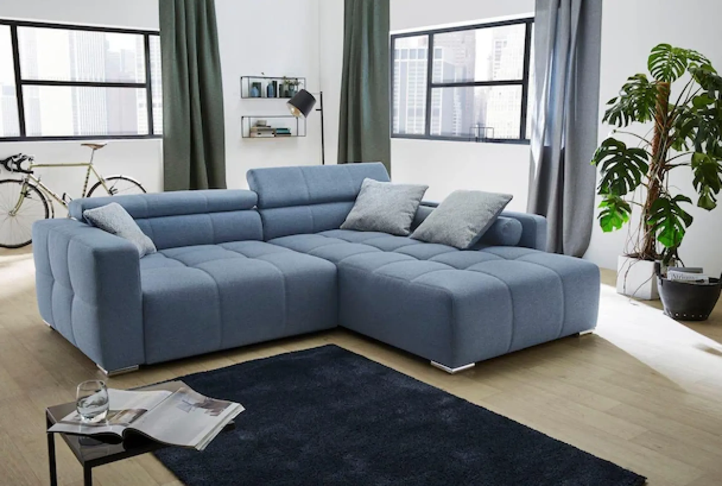Jockenhöfer Gruppe Ecksofa »Salerno L-Form, B: 280 cm« im Big-Sofa-Style, mit Kopfteilverstellung & Zierkissen