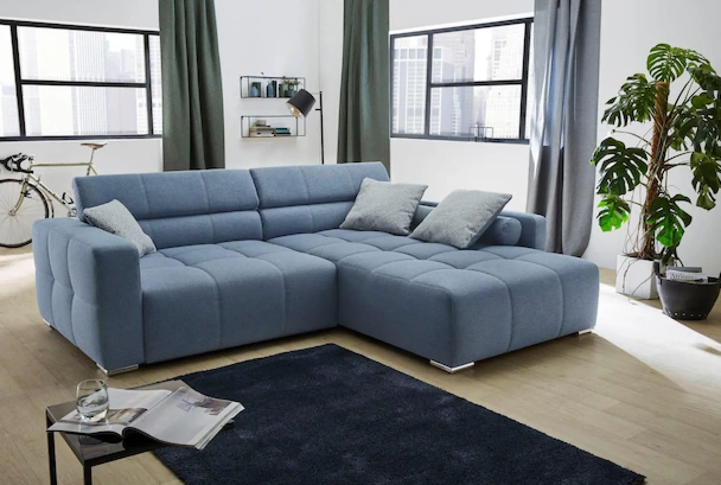 Jockenhöfer Gruppe Ecksofa »Salerno L-Form, B: 280 cm« im Big-Sofa-Style, mit Kopfteilverstellung & Zierkissen