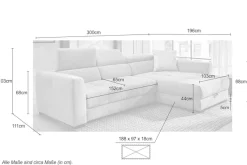 Jockenhöfer Gruppe Ecksofa »San Marino L-Form, B: 300 cm, mit 30 cm elektr. Sitztiefenverstellung« mit Bettkasten, Kopfteilverstellung, USB-Anschluss & Zierkissen