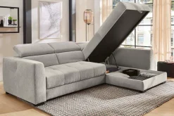 Jockenhöfer Gruppe Ecksofa »San Marino L-Form, B: 300 cm, mit 30 cm elektr. Sitztiefenverstellung« mit Bettkasten, Kopfteilverstellung, USB-Anschluss & Zierkissen
