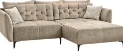 Jockenhöfer Gruppe Ecksofa »Salo L-Form, B: 251 cm« im Retrolook mit Wellenfederung, mit Zierkissen