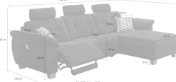 Jockenhöfer Gruppe Ecksofa »Savona L-Form, B: 299cm« mit elektr. Relaxfunktion, USB, 2 Zierkissen & 3 Kopfstützen