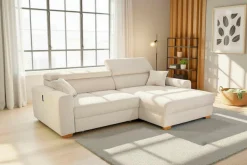 Jockenhöfer Gruppe Ecksofa »Slider L-Form, B: 277 cm Couch, 60cm elektrische Sitztiefenverstellung« 140kg Belastbarkeit, USB-Anschluss, Kopfteilverstellung & Zierkissen