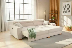 Jockenhöfer Gruppe Ecksofa »Slider L-Form, B: 277 cm Couch, 60cm elektrische Sitztiefenverstellung« 140kg Belastbarkeit, USB-Anschluss, Kopfteilverstellung & Zierkissen