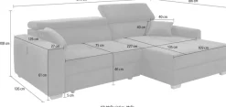 Jockenhöfer Gruppe Ecksofa »Slider L-Form, B: 277 cm Couch, 60cm elektrische Sitztiefenverstellung« 140kg Belastbarkeit, USB-Anschluss, Kopfteilverstellung & Zierkissen
