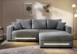 Jockenhöfer Gruppe Ecksofa »Spotlight XL L-Form, B: 261 cm« mit Schlaffunktion, Bettkasten, Licht & 2 Zierkissen