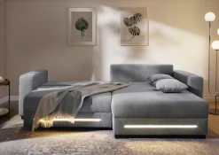 Jockenhöfer Gruppe Ecksofa »Spotlight XL L-Form, B: 261 cm« mit Schlaffunktion, Bettkasten, Licht & 2 Zierkissen