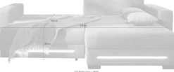 Jockenhöfer Gruppe Ecksofa »Spotlight XL L-Form, B: 261 cm« mit Schlaffunktion, Bettkasten, Licht & 2 Zierkissen