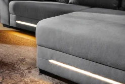 Jockenhöfer Gruppe Ecksofa »Spotlight XL L-Form, B: 261 cm« mit Schlaffunktion, Bettkasten, Licht & 2 Zierkissen