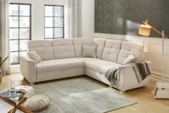 Jockenhöfer Gruppe Ecksofa »Udine L-Form, B: 263 cm« mit Schlaffunktion, Bettkasten, Kopfteilverstellung & Zierkissen