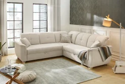 Jockenhöfer Gruppe Ecksofa »Udine L-Form, B: 263 cm« mit Schlaffunktion, Bettkasten, Kopfteilverstellung & Zierkissen