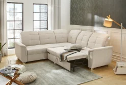 Jockenhöfer Gruppe Ecksofa »Udine L-Form, B: 263 cm« mit Schlaffunktion, Bettkasten, Kopfteilverstellung & Zierkissen