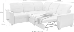 Jockenhöfer Gruppe Ecksofa »Udine L-Form, B: 263 cm« mit Schlaffunktion, Bettkasten, Kopfteilverstellung & Zierkissen